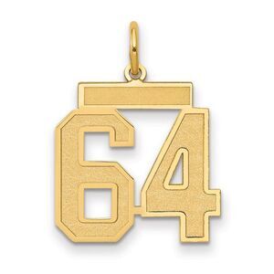 14k Yellow Gold, Jersey Collection, Medium Number 64 Pendant